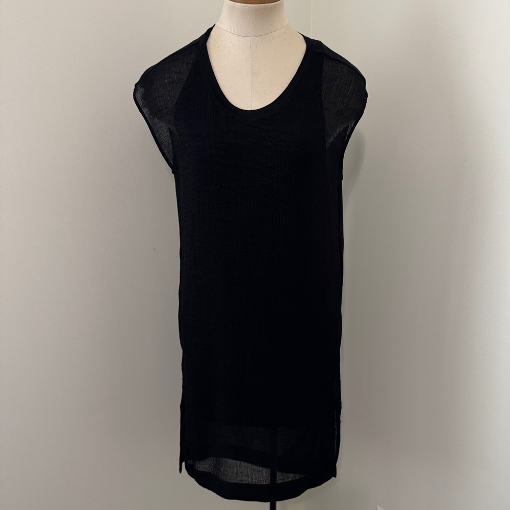 Helmut Lang XS Black Sleeveless Drape Back Mini Dress ~ Modern Edgy Chic Party P